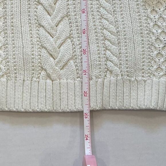 Talbots Neutral/Ivory Cotton Cable Knit Boat / Bateau Neck Sweater, Size MP - Picture 11 of 11